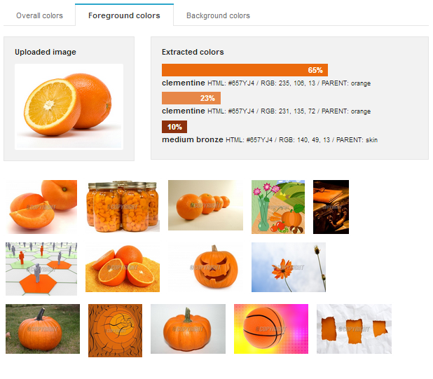 Color search by reference object color