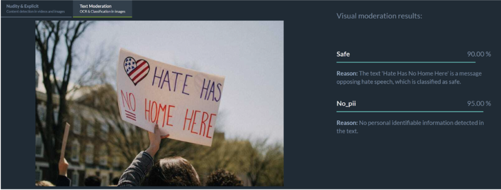 Imagga text-in-imagga moderation example